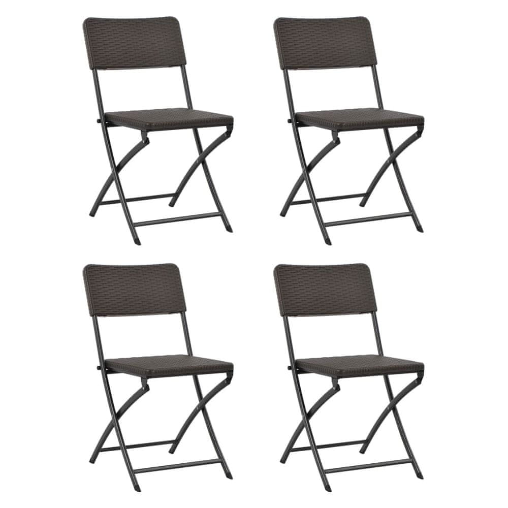 Vidaxl Skladacie záhradné stoličky 4 ks, HDPE a oceľ, hnedé
